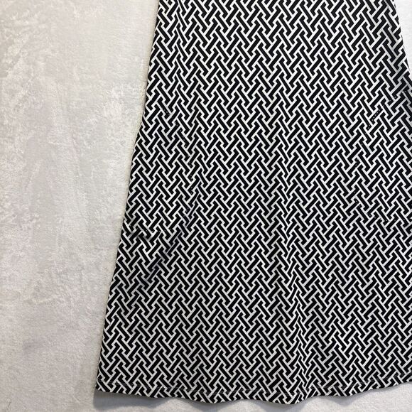 J. McLaughlin Black White Geometric Trapeze Short Sleeve Dress Size XS Pockets - Picture 5 of 16